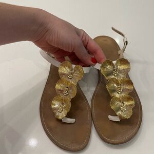 Zara Leather Sandals with floral detail